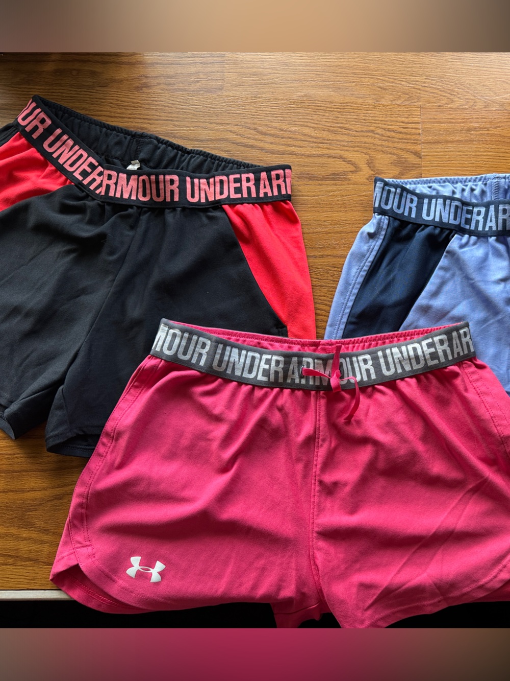 Under Armour Women's Performance Shorts Trio – Pink, Black & Light Blue - 3ct.